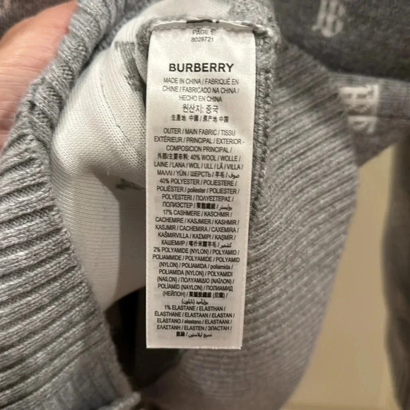 Burberry Monogram Oversized Cardigan Womens Grey Logo Wool Cashmere Blend - Picture 8 of 8